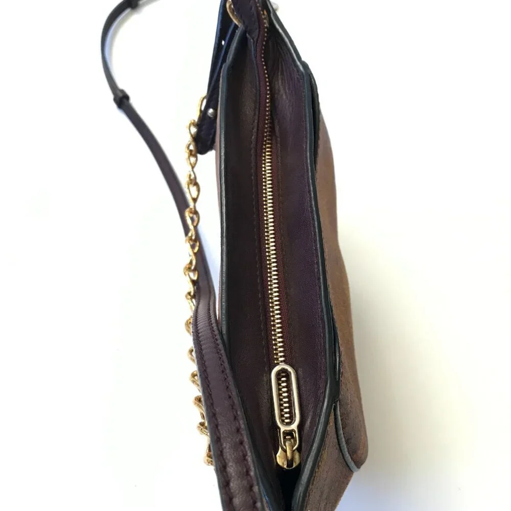 Ulla Johnson Mira Crossbody Shoulder Bag Purse Womens Brown Tiger Eye Leather